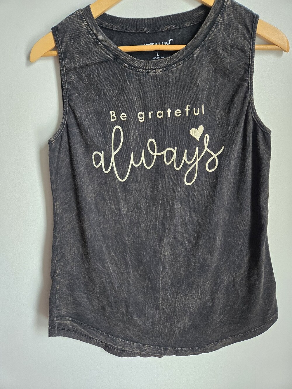 New HRT & LUV "Be Grateful Always" Sleeveless Graphic Cotton Tank